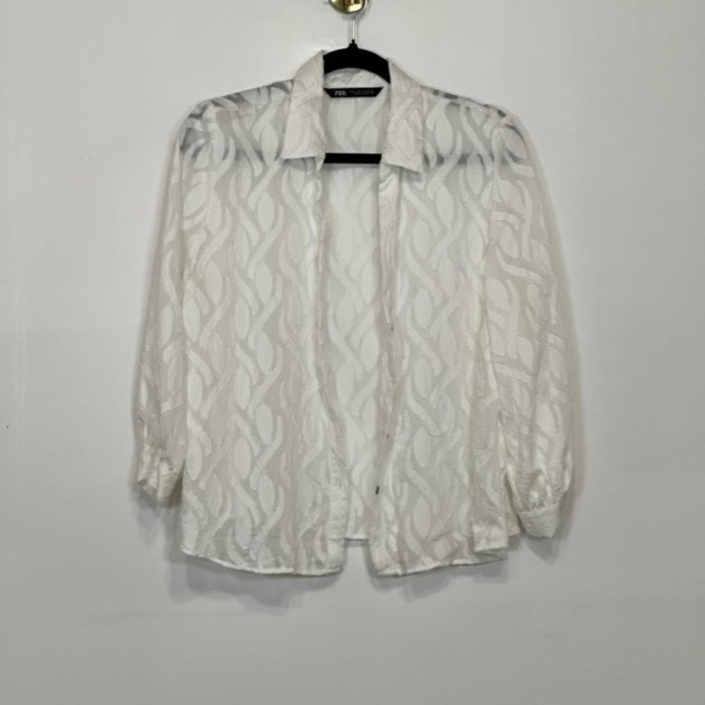 Zara White Blouse With Sheer